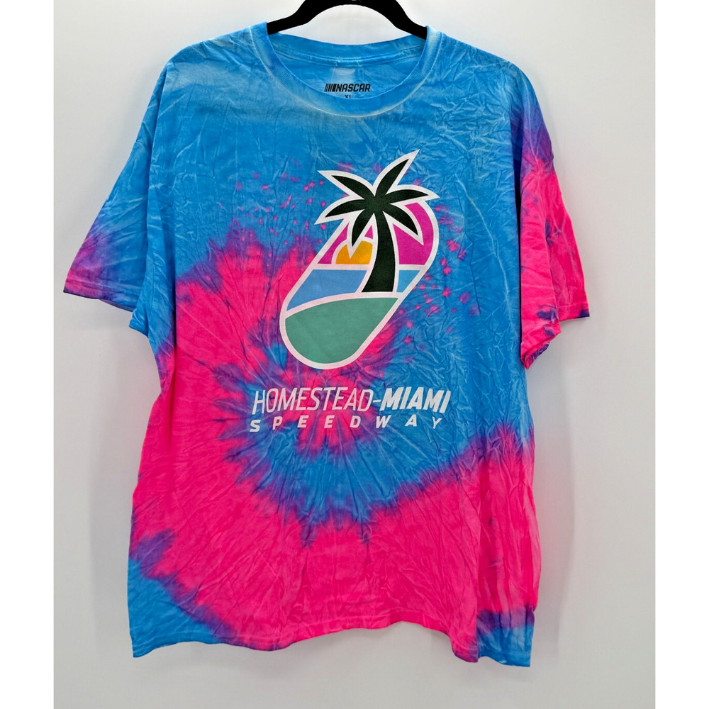 Nascar Homestead Miami Speedway Tie Dye Graphic Print Shirt Size XL Cotton New - Picture 1 of 5